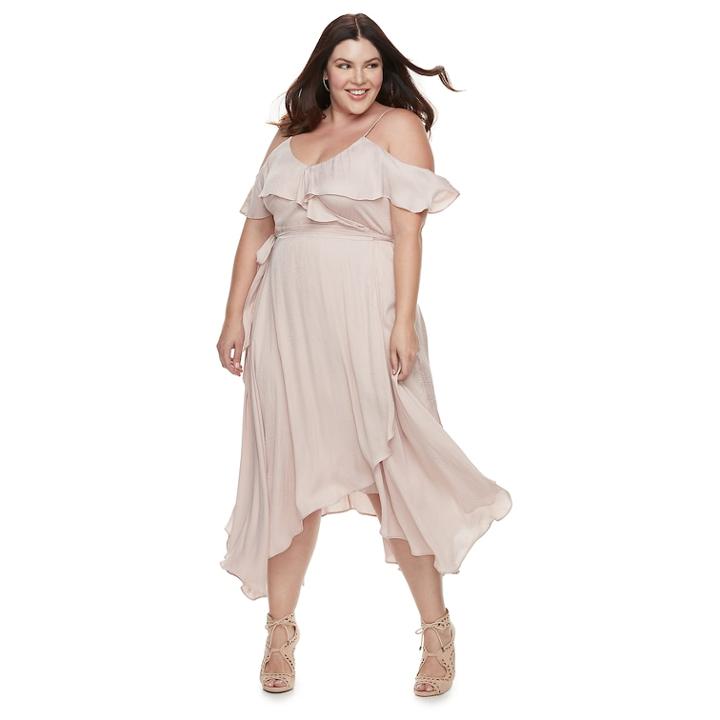 Plus Size Jennifer Lopez Cold-shoulder Faux-wrap Dress, Women's, Size: 0x, Pink