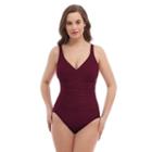 Women's Croft & Barrow&reg; Body Sculptor Control Shirred One-piece Swimsuit, Size: 12, Dark Red