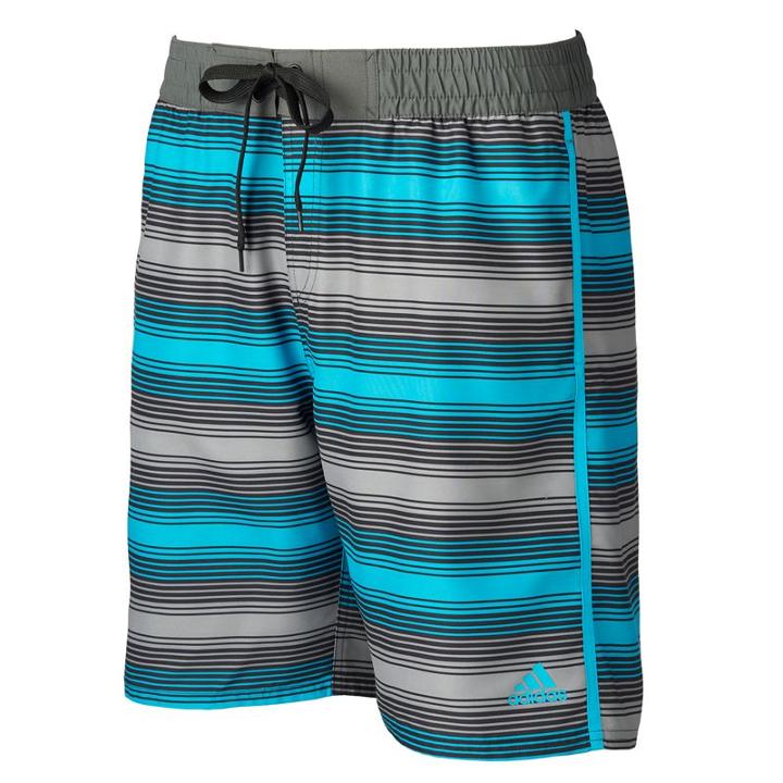 Men's Adidas Energy Striped Microfiber Volley Swim Trunks, Size: Xl, Turquoise/blue (turq/aqua)