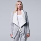 Women's Simply Vera Vera Wang Pajamas: Plush Party Fleece Long Sleeve Wrap, Size: Small, Silver