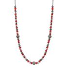 Red Beaded Long Necklace, Women's
