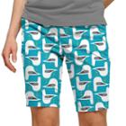 Women's Loudmouth Bird Print Bermuda Golf Shorts, Size: 8, Brt Blue
