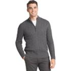 Men's Izod Regular-fit Cable Knit Quarter-zip Sweater, Size: Large, Grey (charcoal)