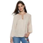Women's Jennifer Lopez O-ring Satin Peasant Top, Size: Xl, Pink