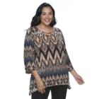 Plus Size Apt. 9&reg; Chevron Crisscross Top, Women's, Size: 0x, Abstract Chevron