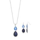 Blue Teardrop Necklace & Drop Earring Set, Women's