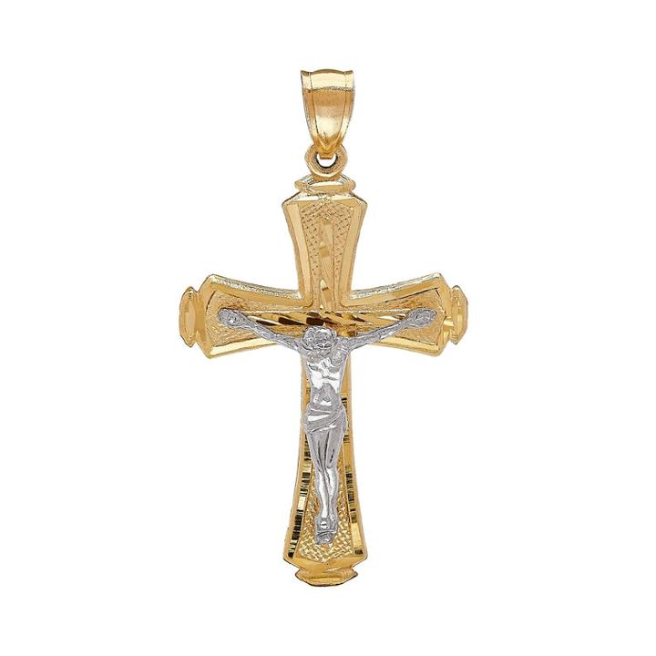Everlasting Gold Two Tone 10k Gold Crucifix Pendant, Women's