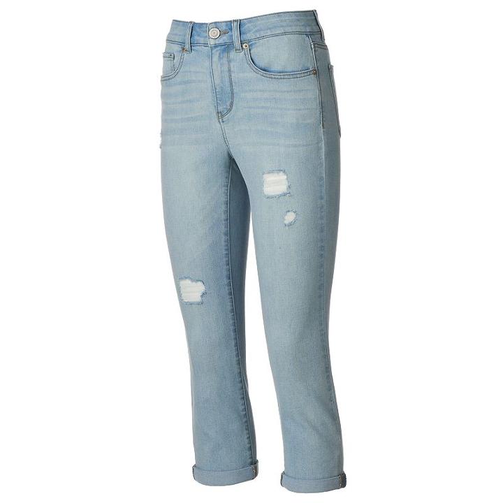 Juniors' So&reg; High Waist Jean Capris, Teens, Size: 13, Light Blue