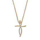 Delicate Diamonds 14k Gold Over Silver Cross Pendant Necklace, Women's, Grey
