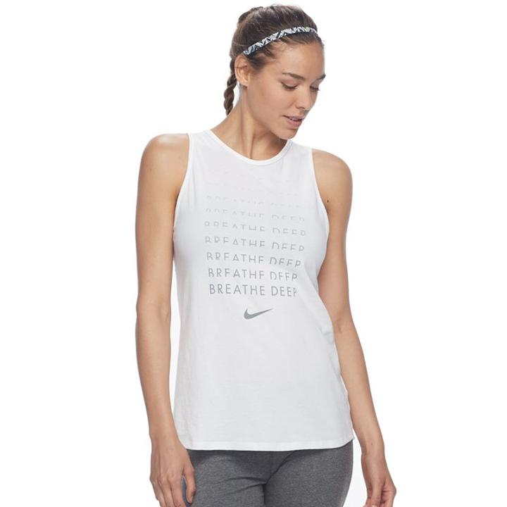 Women's Nike Dry Training Breathe Deep Graphic Running Tank, Size: Xl, White