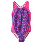 Girls 7-16 Speedo Kaleidescopic Sport One-piece Swimsuit, Girl's, Size: 10, Brt Pink