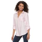 Juniors' So&reg; Plaid Pleated Shirt, Girl's, Size: Small, Light Pink