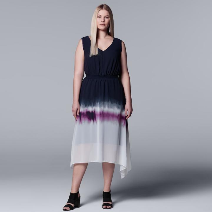 Plus Size Simply Vera Vera Wang Print Handkerchief Hem Dress, Women's, Size: 2xl, Purple