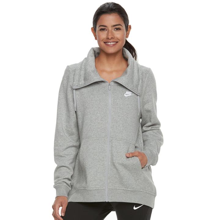 Women's Nike Sportswear Funnel Neck Zip Up Hoodie, Size: Xl, Grey Other