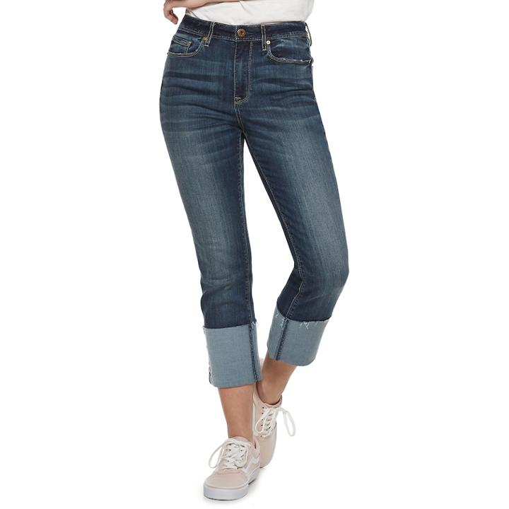 Juniors' American Rag High-waisted Cuffed Slim Ankle Jeans, Teens, Size: 7, Blue