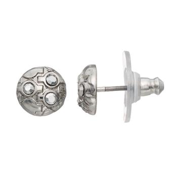 Simply Vera Vera Wang Nickel Free Metallic Faceted Stone Round Stud Earrings, Women's, Silver