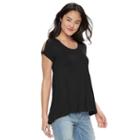 Juniors' So&reg; Twist Cold Shoulder Tee, Girl's, Size: Medium, Black