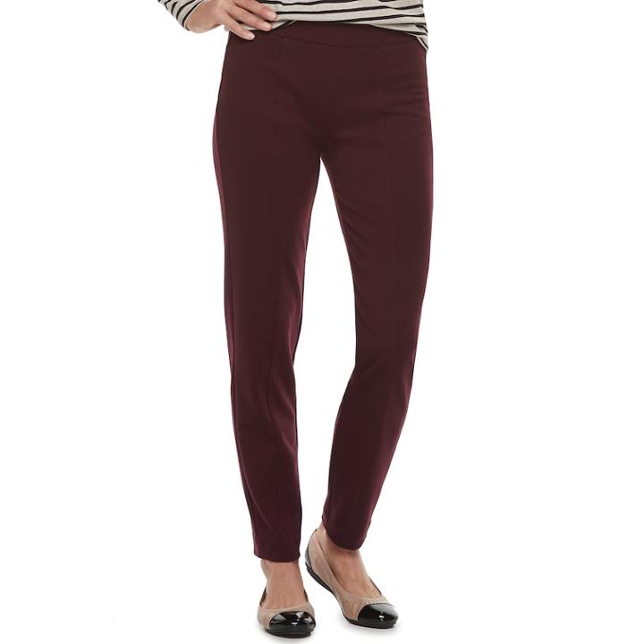 Women's Croft & Barrow&reg; Easy Care Straight-leg Ponte Pants, Size: Small, Drk Purple