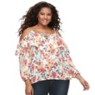 Juniors' Plus Size Liberty Love Lace-up Off-the-shoulder Top, Teens, Size: 2xl, Natural
