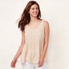 Women's Lc Lauren Conrad Lace-trim Babydoll Tank, Size: Large, Lt Beige