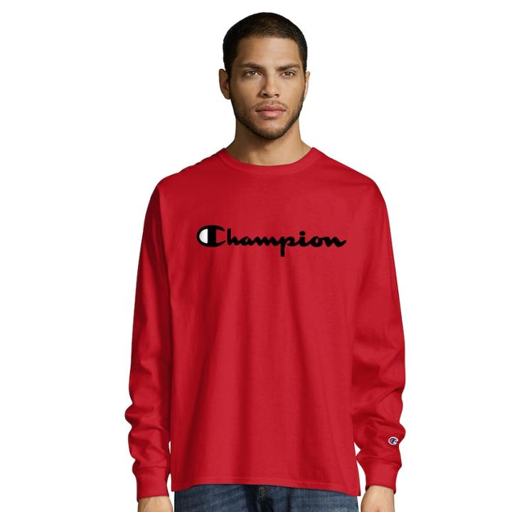 Men's Champion Chest-logo Tee, Size: Medium, Red