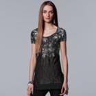 Women's Simply Vera Vera Wang Print Handkerchief-hem Tee, Size: Medium, Oxford
