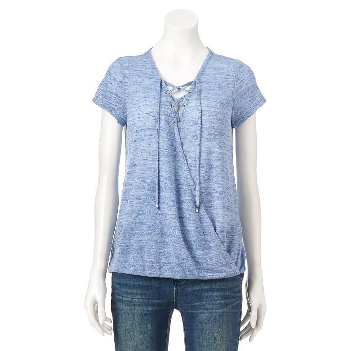 Women's Juicy Couture Faux-wrap Tee, Size: Small, Med Blue