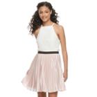 Juniors' Speechless Pleated Halter Skater Dress, Girl's, Size: Medium, Light Pink