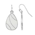 White Inlay Nickel Free Teardrop Earrings, Women's