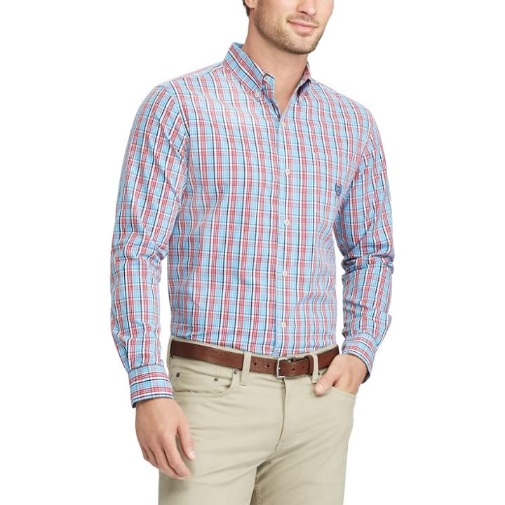Men's Chaps Classic-fit Stretch Poplin Button-down Shirt, Size: Xxl, Red