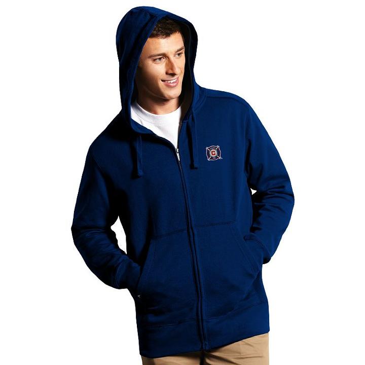 Men's Antigua Chicago Fire Signature Full-zip Hoodie, Size: Xxl, Blue (navy)