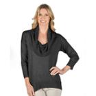 Women's Larry Levine Cowlneck Sweater, Size: Medium, Grey (charcoal)