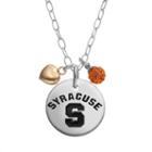 Fiora Crystal Sterling Silver Syracuse Orange Team Logo & Heart Pendant Necklace, Women's, Size: 16
