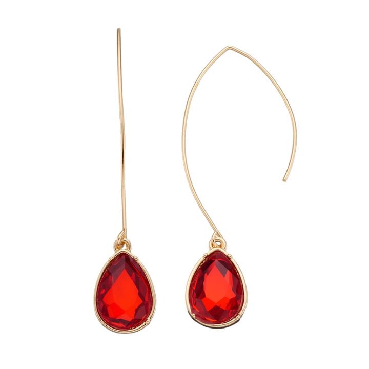 Dana Buchman Red Teardrop Nickel Free Threader Earrings, Women's