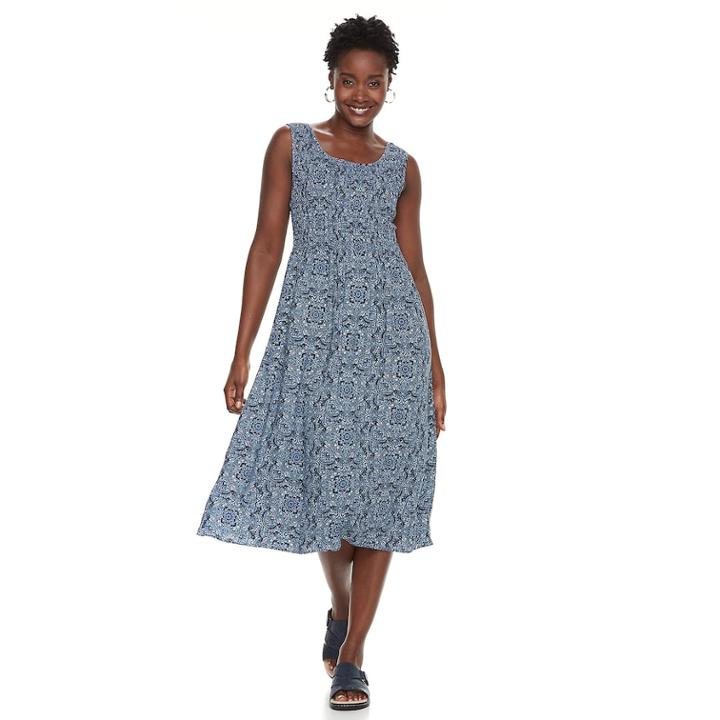 Women's Croft & Barrow&reg; Smocked Tank Dress, Size: Xxl, Med Blue
