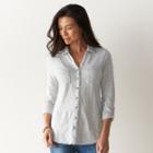 Petite Sonoma Goods For Life&trade; Button-front Roll-tab Shirt, Women's, Size: M Petite, Light Grey