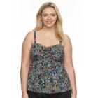 Plus Size A Shore Fit Tummy Slimmer Mesh Tankini Top, Women's, Size: 18 W, Ovrfl Oth