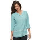 Women's Croft & Barrow&reg; Smocked Printed Top, Size: Xl, Med Blue