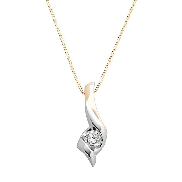 Sirena Collection 14k Gold Two-tone 1/5-ct. T.w. Diamond Pendant, Women's, Yellow