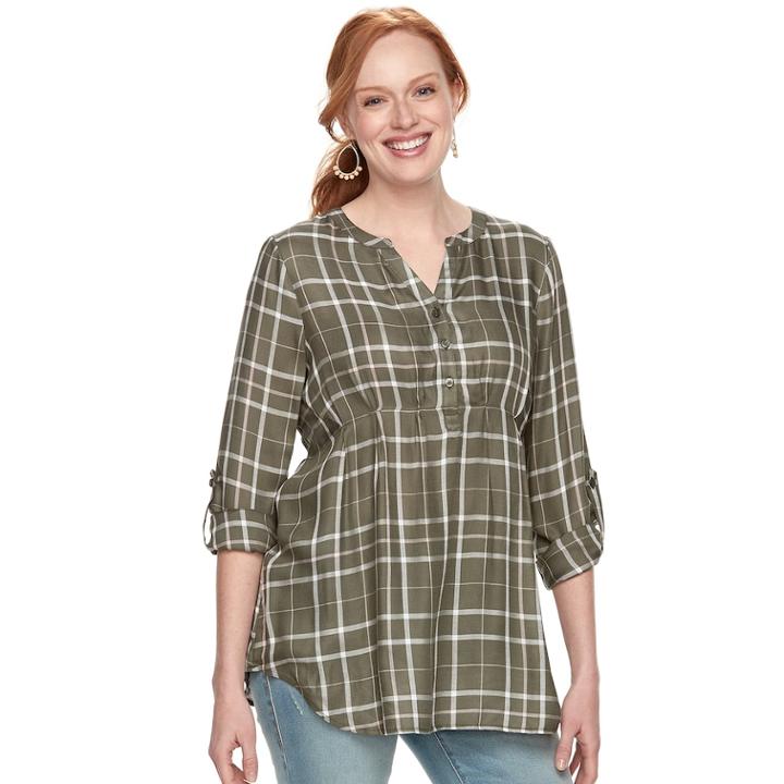 Maternity A:glow Pintuck Blouse, Women's, Size: M-mat, Med Green