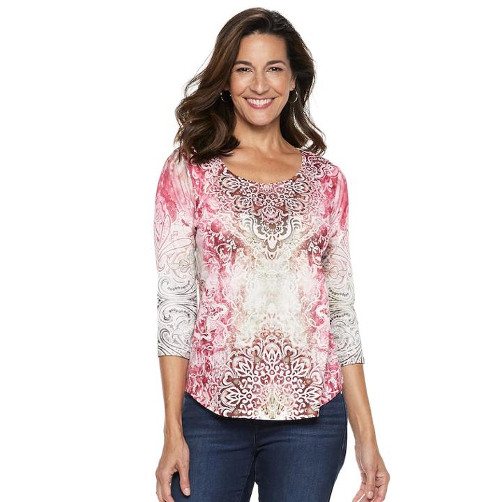 Women's World Unity Embellished High-low Tee, Size: Xxl, Pink