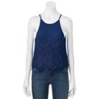 Juniors' About A Girl Crochet Halter Top, Size: Xs, Blue (navy)