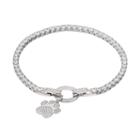 Dovetail Silver Plated Paw Print Cubic Zirconia Tennis Bracelet, Women's, Size: 7.5, White