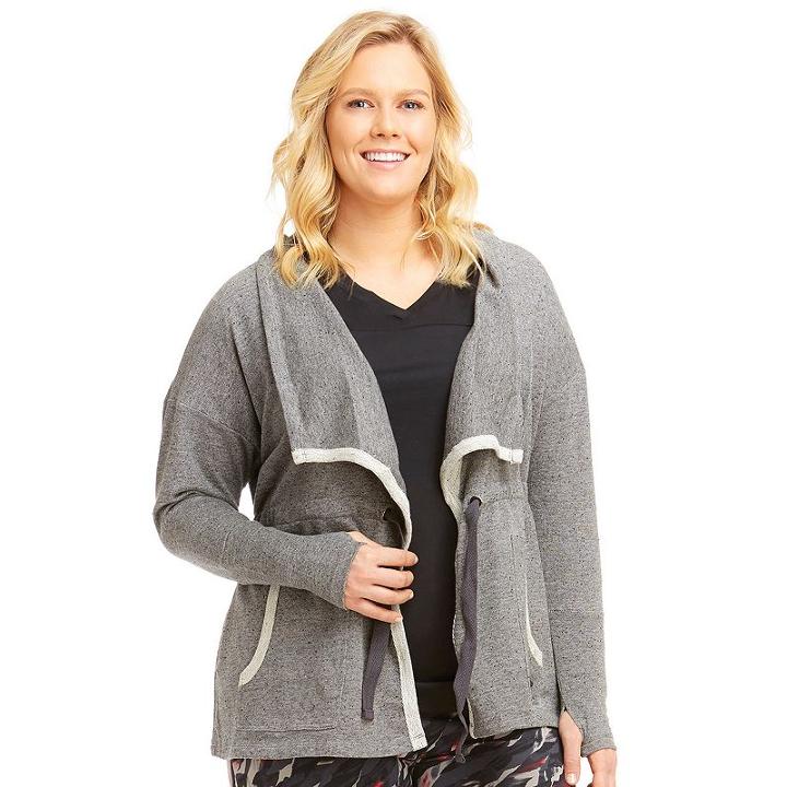 Plus Size Marika Leeanne Drawstring Workout Cardigan, Women's, Size: 0x, Dark Grey
