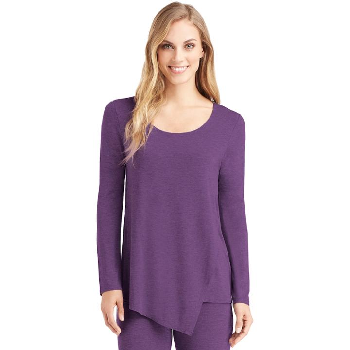 Women's Cuddl Duds Softwear Overlay Tee, Size: Xlrg Av/rg, Med Purple