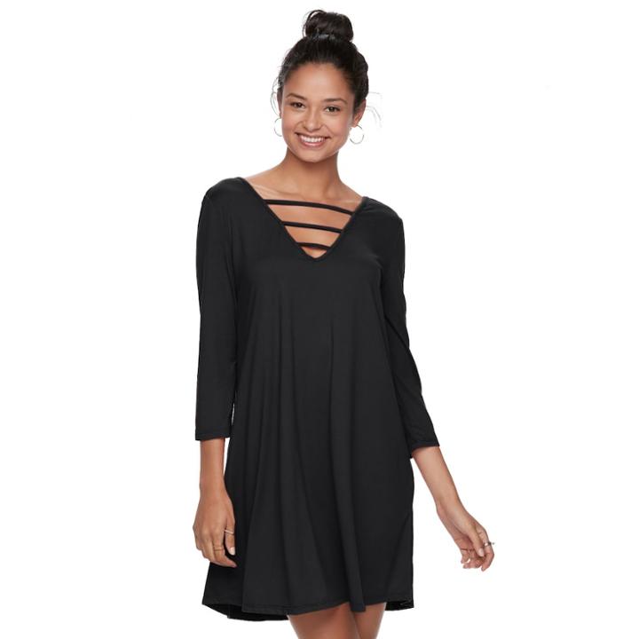Juniors' Mudd&reg; Strappy Swing Dress, Teens, Size: Large, Black