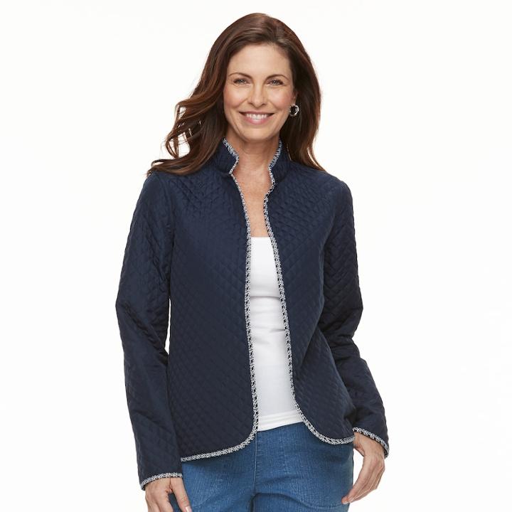 Women's Croft & Barrow&reg; Quilted Reversible Jacket, Size: Small, Blue (navy)