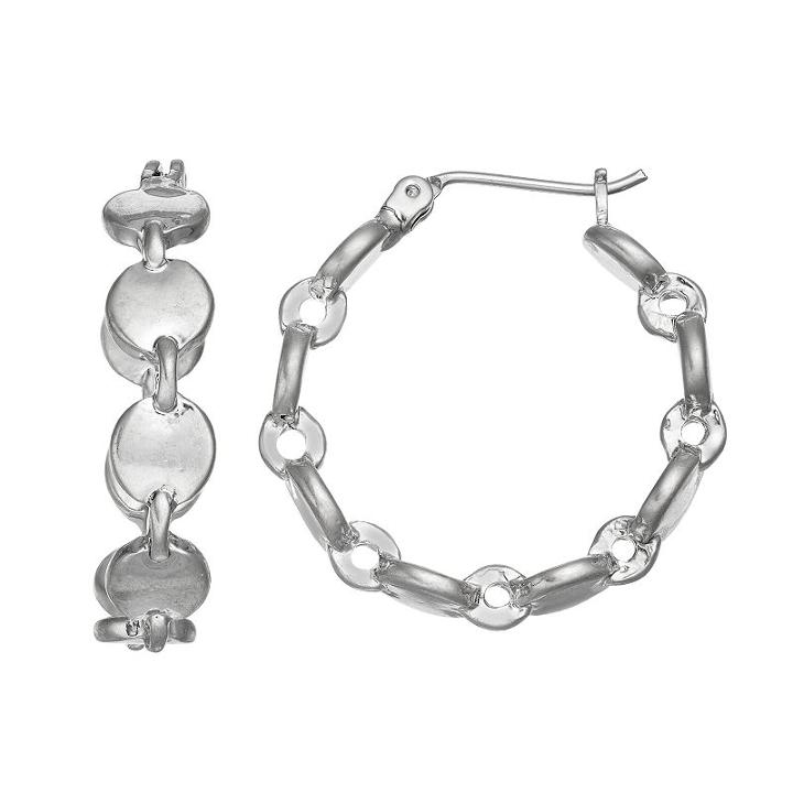 Simply Vera Vera Wang Nickel Free Disc Link Hoop Earrings, Women's, Silver