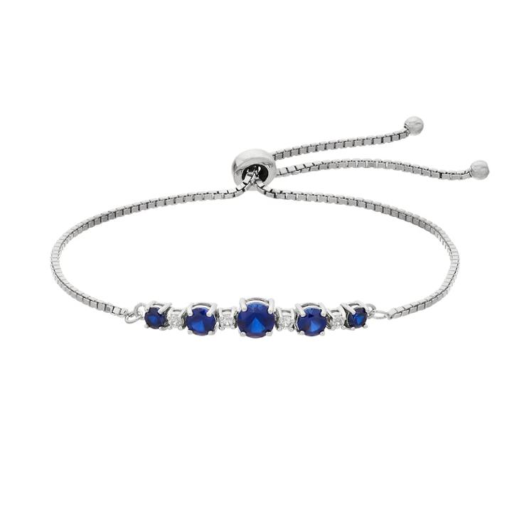 Sterling Silver Lab-created Sapphire 5-stone Bolo Bracelet, Women's, Blue