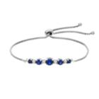 Sterling Silver Lab-created Sapphire 5-stone Bolo Bracelet, Women's, Blue